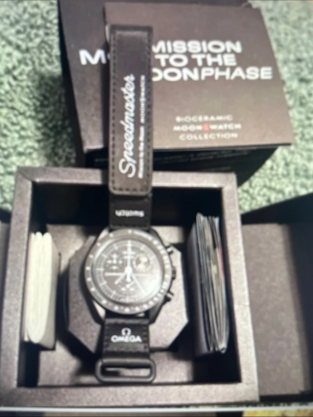 . Omega x Swatch Speedmaster MoonSwatch Black Chronograph Watch Strap